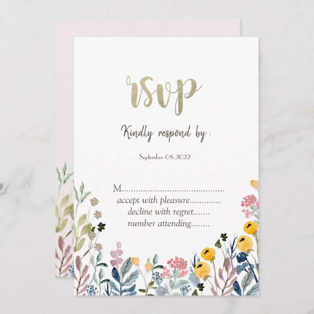 Colourful Watercolor Wildflower Meadow Invitation (Front/Back)