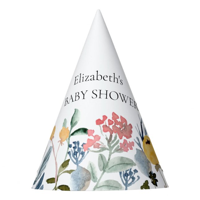 Colourful Watercolor Wildflower Meadow Party Hat (Front)