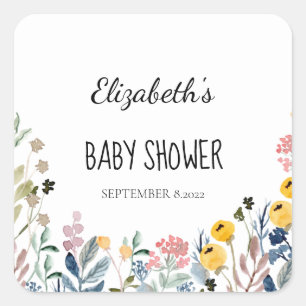 Colourful Watercolor Wildflower Meadow Square Sticker