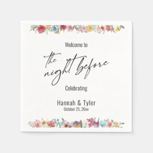 Colourful Watercolor Wildflower The Night Before Napkin