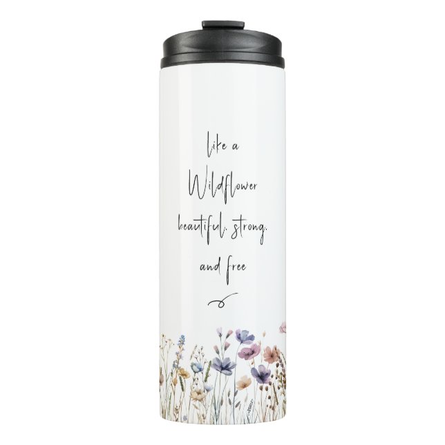 Colourful Watercolor Wildflower Thermal Tumbler (Front)