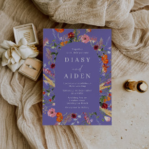 Colourful Watercolor Wildflower Wedding Invitation