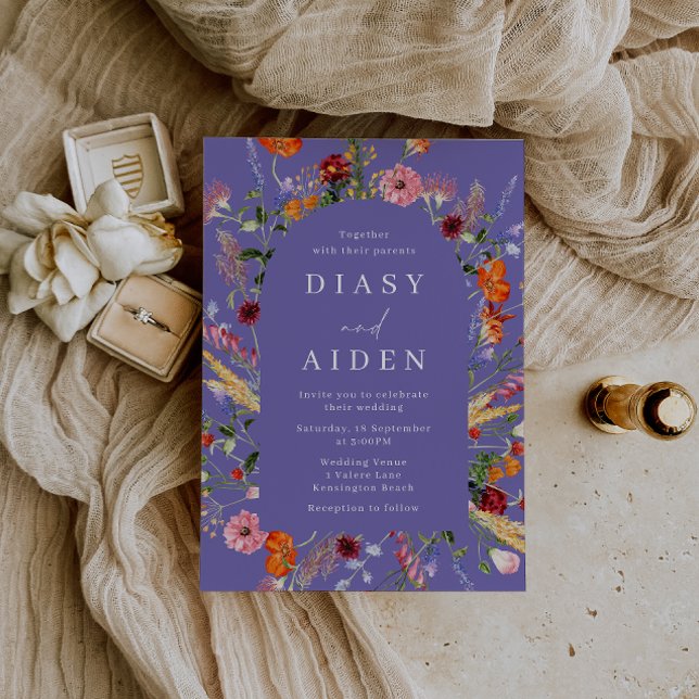 Colourful Watercolor Wildflower Wedding Invitation (Creator Uploaded)