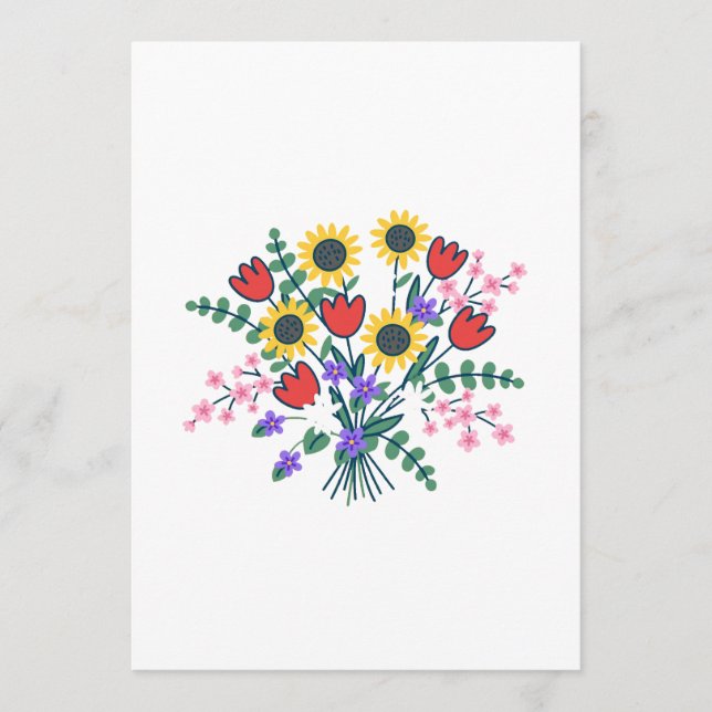 Colourful Watercolor Wildflower Wedding Program Ca (Front)