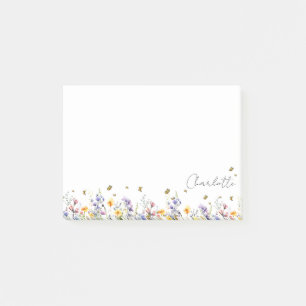Colourful Watercolor Wildflower with Butterfly Post-it Notes