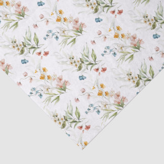Colourful Watercolor Wildflowers 1600s Art Tissue Paper