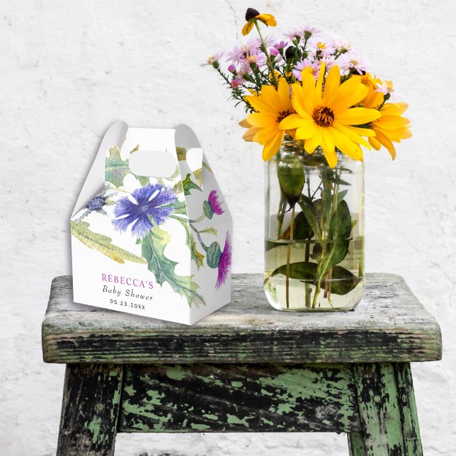 Colourful watercolor wildflowers Baby Shower Favour Box (Creator Uploaded)