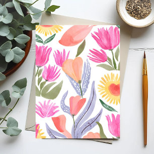 Colourful Watercolor Wildflowers Hand Painted Postcard
