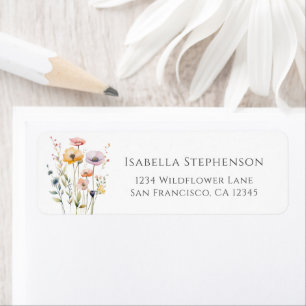 Colourful Watercolor Wildflowers Return Address Return Address Label