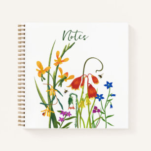 Colourful Watercolor Wildflowers Summer Notebook