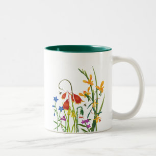Colourful Watercolor Wildflowers Summer Two-Tone Coffee Mug