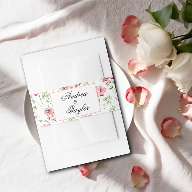 Colourful Watercolor Wildflowers Wedding Invitation Belly Band (Creator Uploaded)