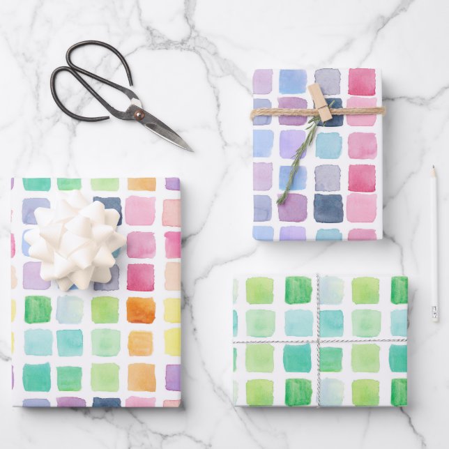 Colourful Watercolor Wrapping Paper Sheets (Front)