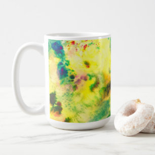 Colourful Watercolor Yellow Green Abstract Art Coffee Mug