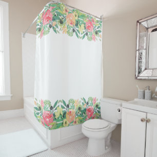Colourful Watercolors Flowers Border Shower Curtain