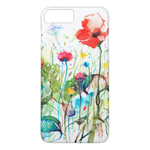 Colourful Watercolors Red Poppy's & Spring Flowers iPhone 8 Plus/7 Plus Case