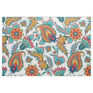 Colourful Watercolors Vintage Floral Paisley Fabric