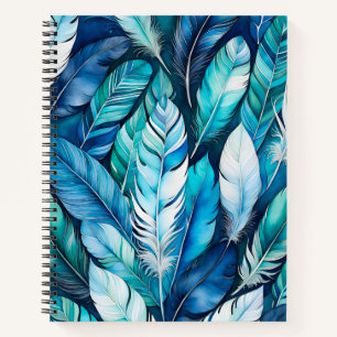 Colourful Watercolour Feather Art Spiral Notebook