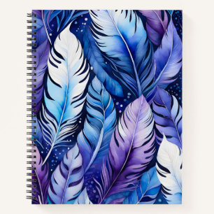 Colourful Watercolour Feather Art Spiral Notebook