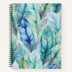 Colourful Watercolour Feather Art Spiral Notebook