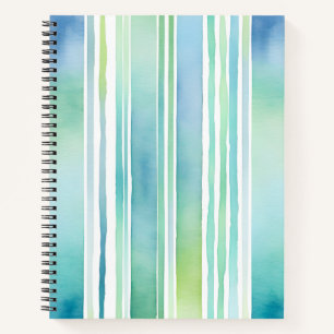 Colourful Watercolour Stripes Spiral Notebook