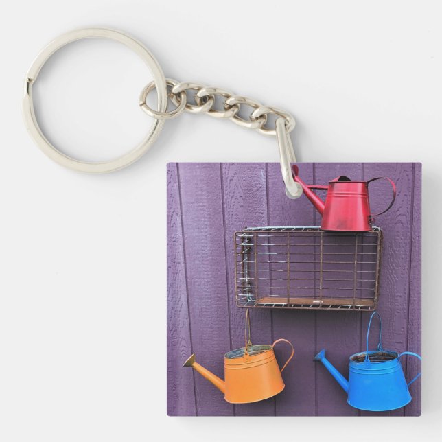 Colourful Watering Cans Key Ring (Front)
