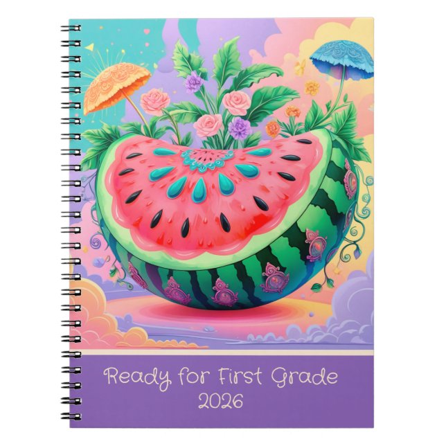 Colourful watermelon for 1st grade 2026 notebook (Front)