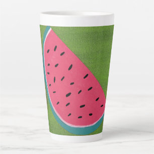 Colourful Watermelon Slice on Green Latte Mug