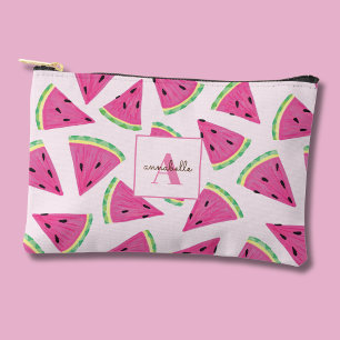 Colourful watermelon slices monogram accessory pouch
