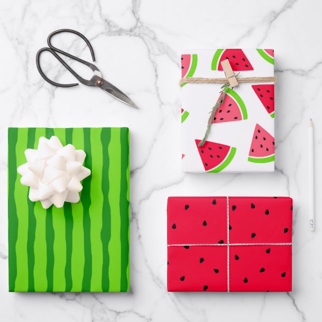 Colourful Watermelon Wrapping Paper Sheet (Front)