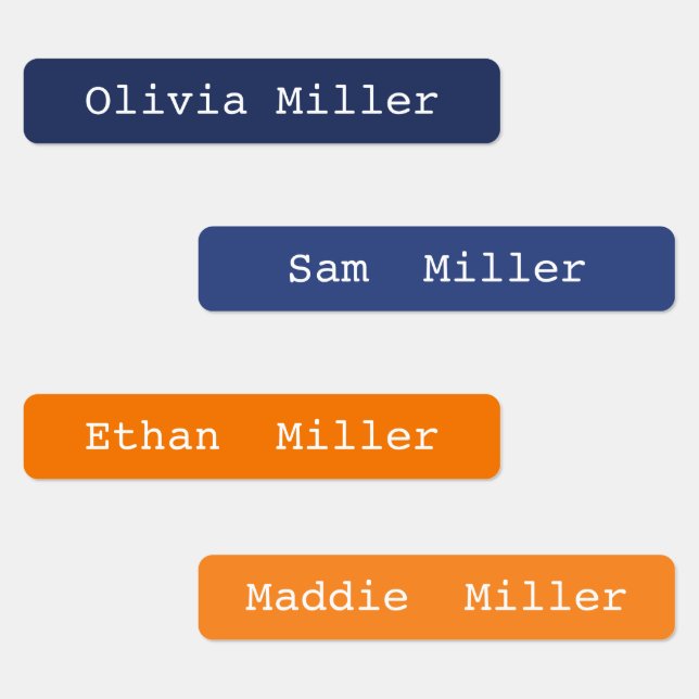 Colourful waterproof name labels for school daycar (Group)