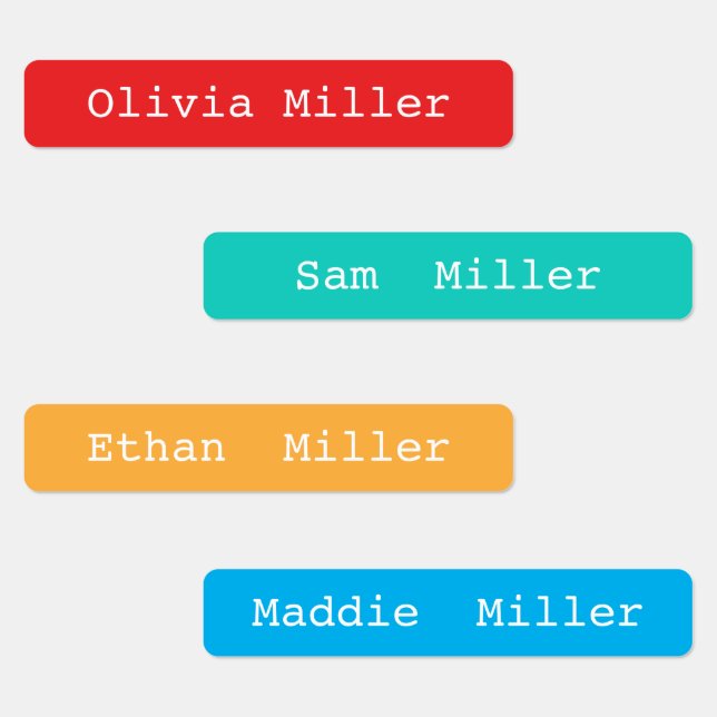 Colourful waterproof name labels for school daycar (Group)