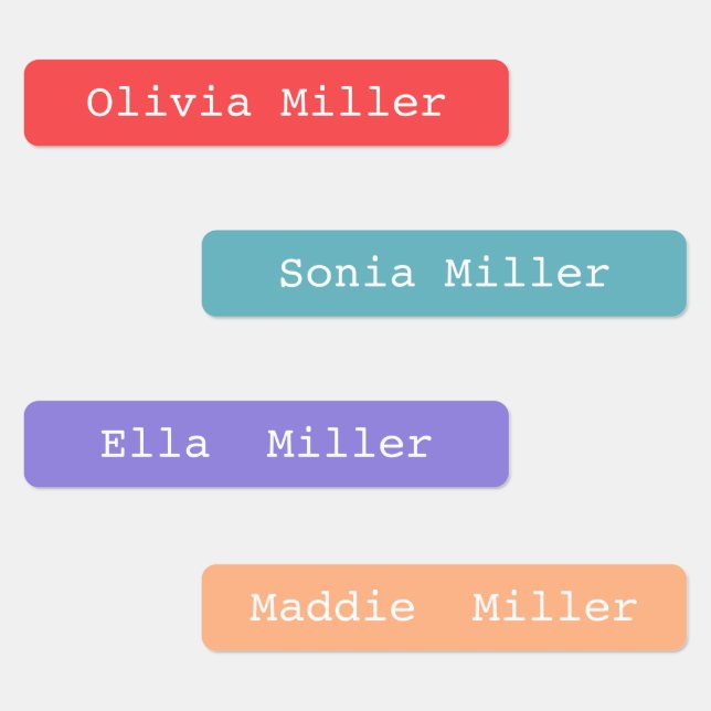 Colourful waterproof name labels school daycare (Group)
