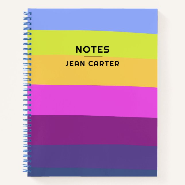 Colourful Wave Design Custom Text Notebook (Front)