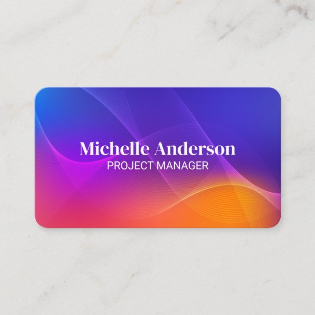 Colourful Wave Lines Background Business Card (Front)