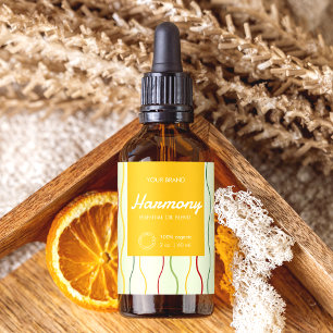 Colourful Wave Lines Cosmetic Dropper Bottle Label