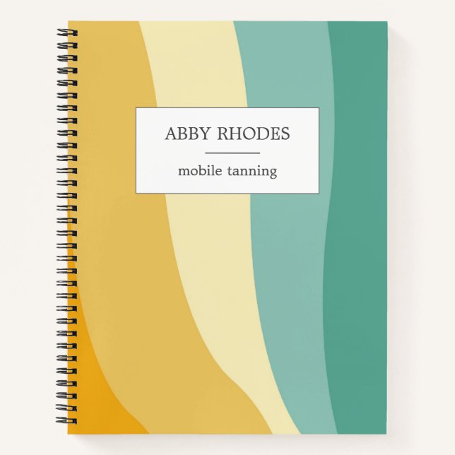 Colourful wave lines personalised notebook (Front)
