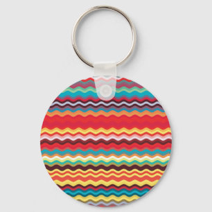 Colourful Wave Zig Zag Pattern Key Ring