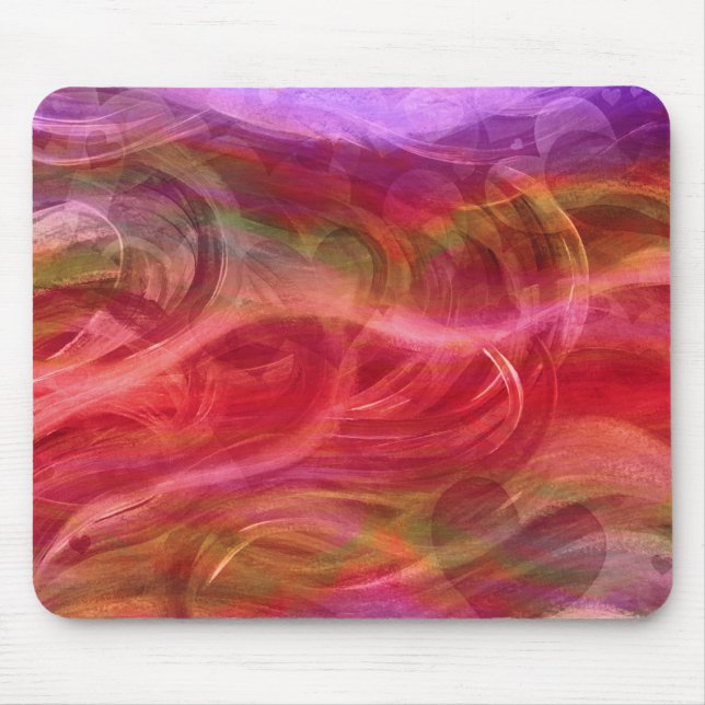 Colourful Waves and Hearts Mousepad (Front)