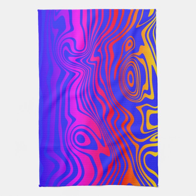 Colourful Waves Art Design Kitchen Towel (Vertical)