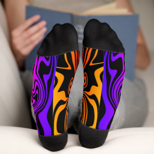 Colourful Waves Black Socks - Choose Colours