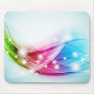 Colourful Waves Blue Background Mousepad