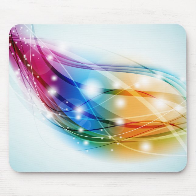 Colourful Waves Blue Background Mousepad (Front)