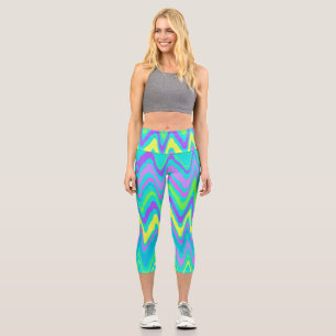 Colourful Waves Capri Leggings