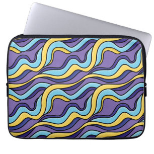 Colourful Waves Funky Retro Modern Pattern Laptop Sleeve