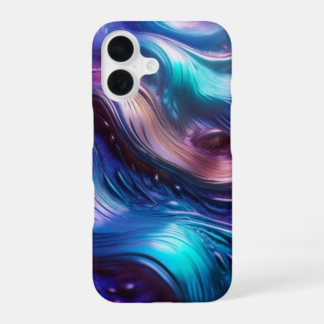 Colourful Waves iPhone 16 Case (Back)