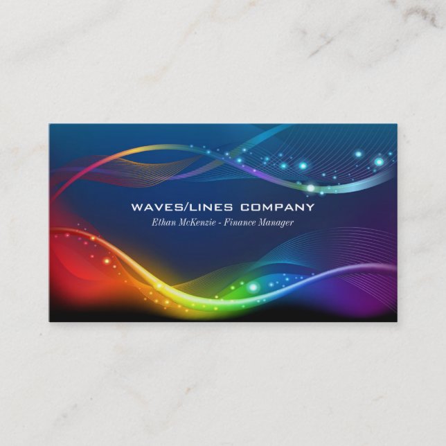 Colourful Waves Lines Business Card (Front)