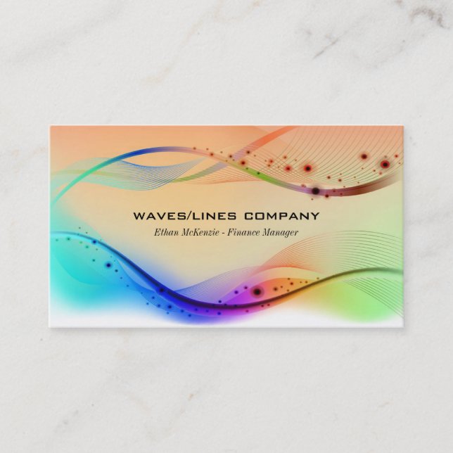 Colourful Waves Lines Business Card (Front)