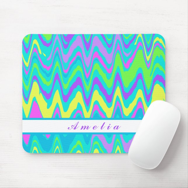 Colourful Waves Mouse Pad (With Mouse)