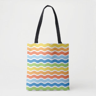 Colourful Waves Pattern Tote Bag
